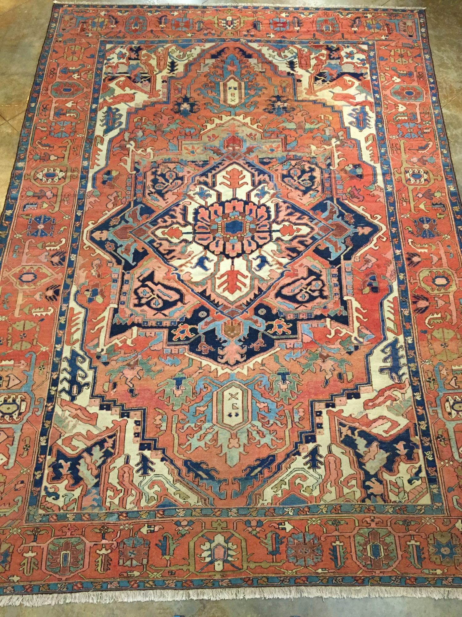 Antique Heriz or Serapi from Northwestern Part of Iran or Persia. 9'4"x13'2"
